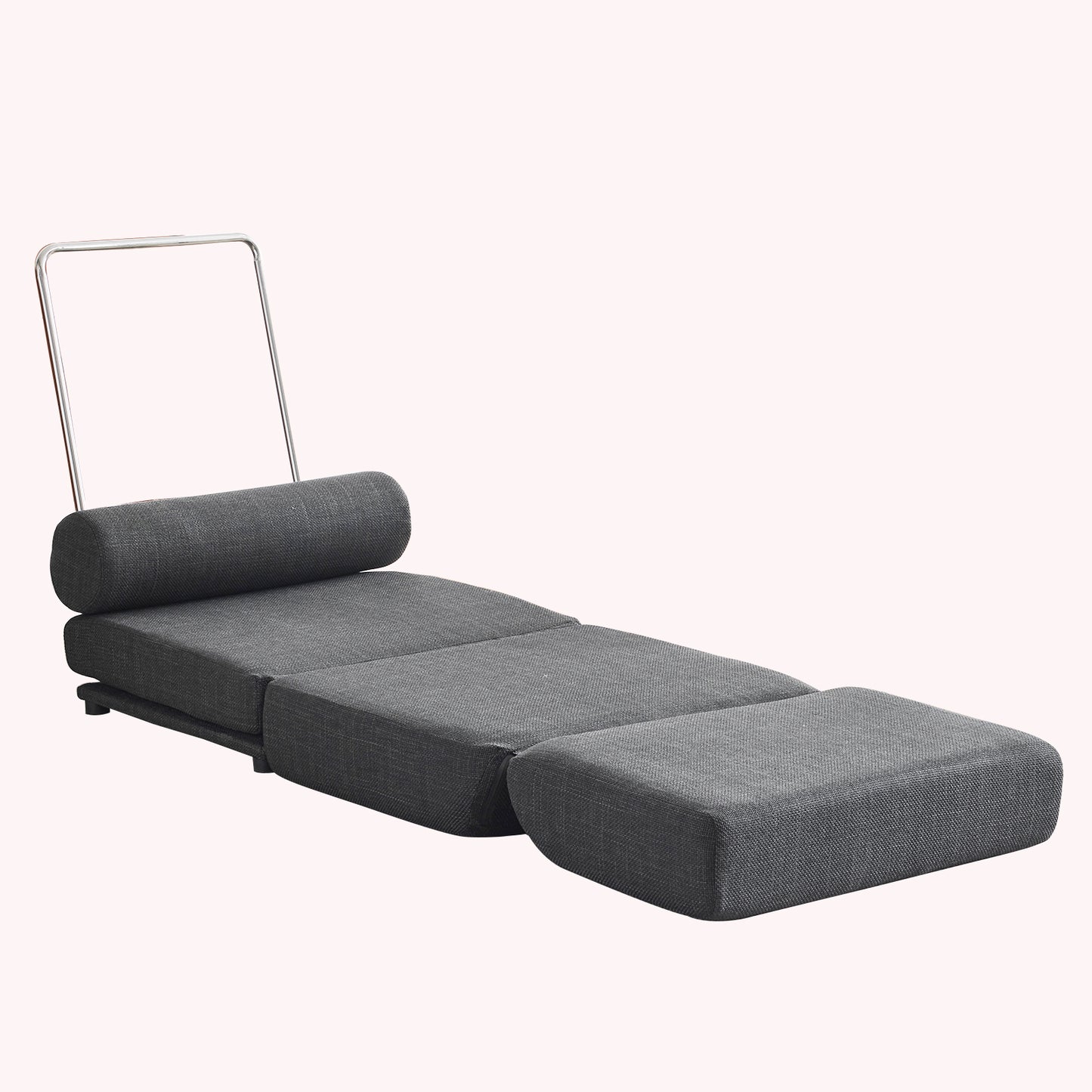 Canapé-lit noir simple pliable avec oreiller
