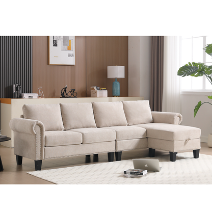 Canapé sectionnel convertible avec rangement
