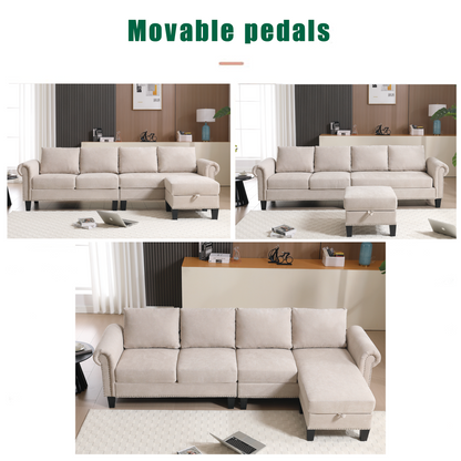 Canapé sectionnel convertible avec rangement