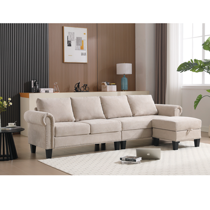 Canapé sectionnel convertible avec rangement