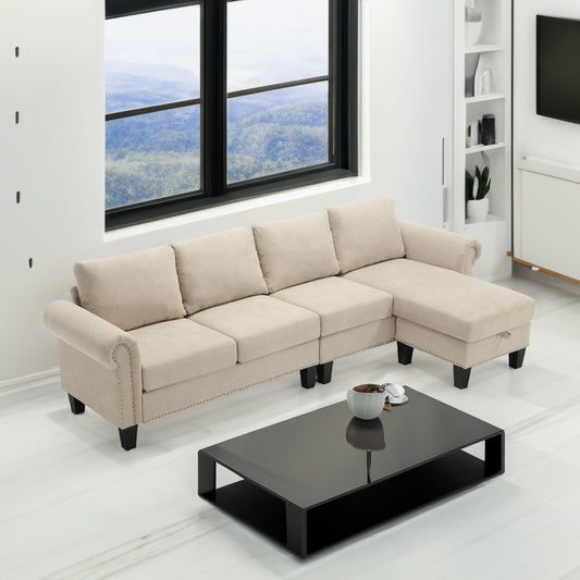 Canapé sectionnel convertible avec rangement
