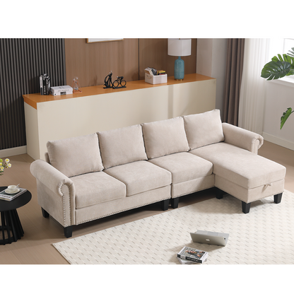 Canapé sectionnel convertible avec rangement