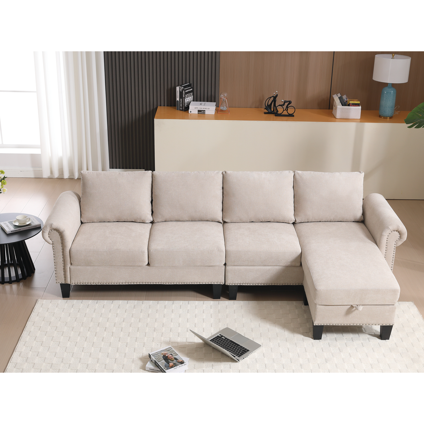 Canapé sectionnel convertible avec rangement