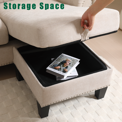 Canapé sectionnel convertible avec rangement